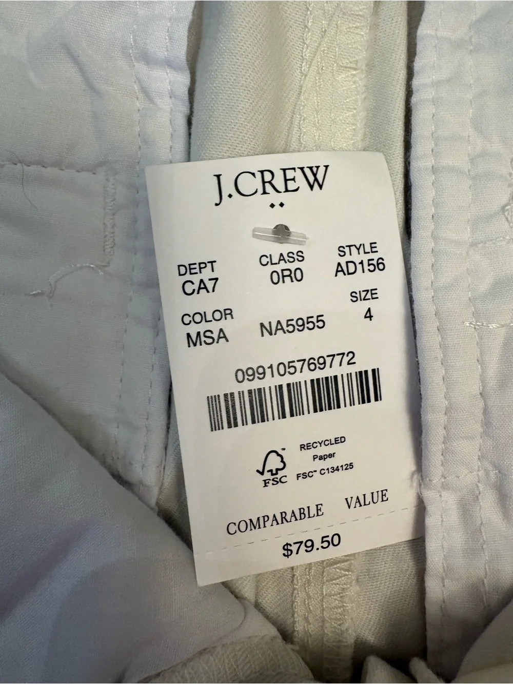 J. Crew women’s Off-White high rise girlfriend Chino Pants